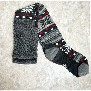 Pair of Women's Winter Print Knee High Boot Socks in Gray - 6-11 - NWOT